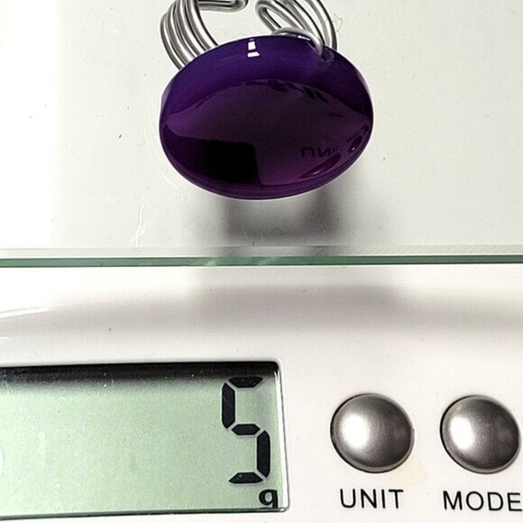 Purple Agate Round Ring Adjustable Band Handmade Semi Precious Ring - Picture 9 of 9